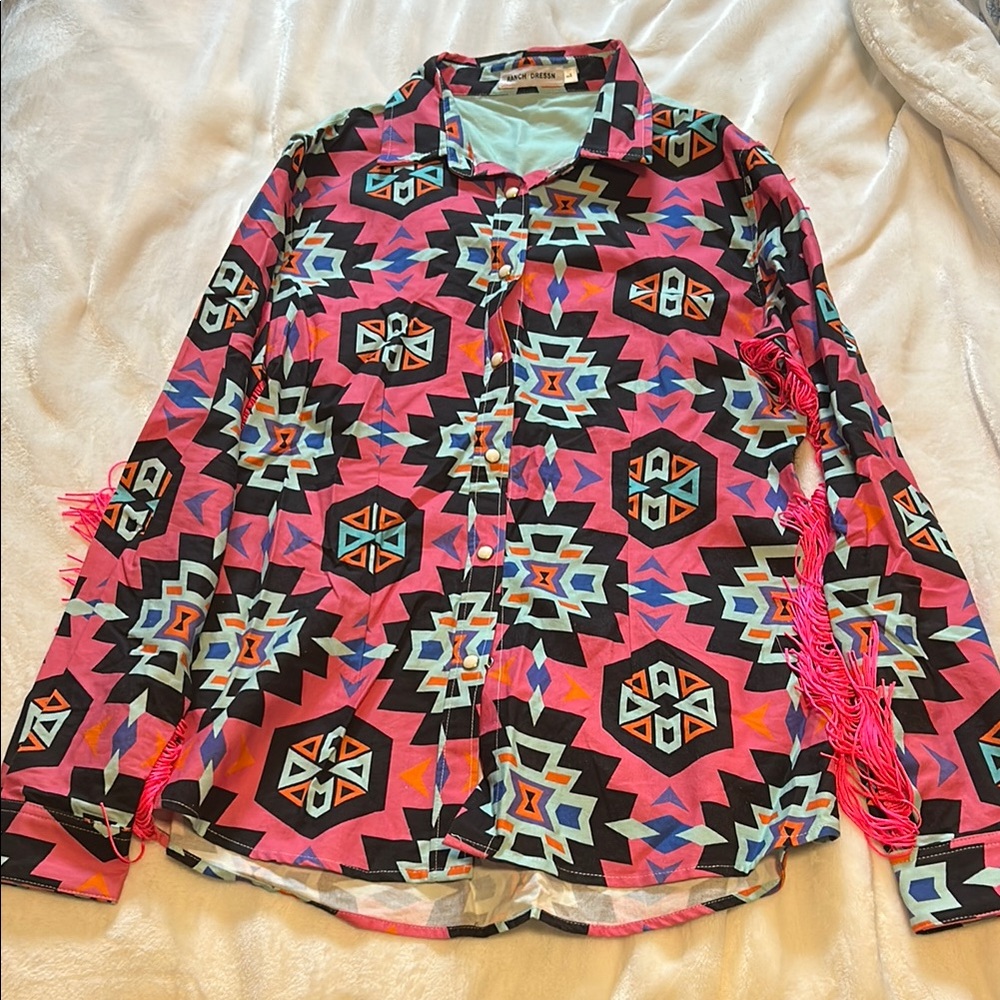 Colorful Geometric Button-Up Shirt